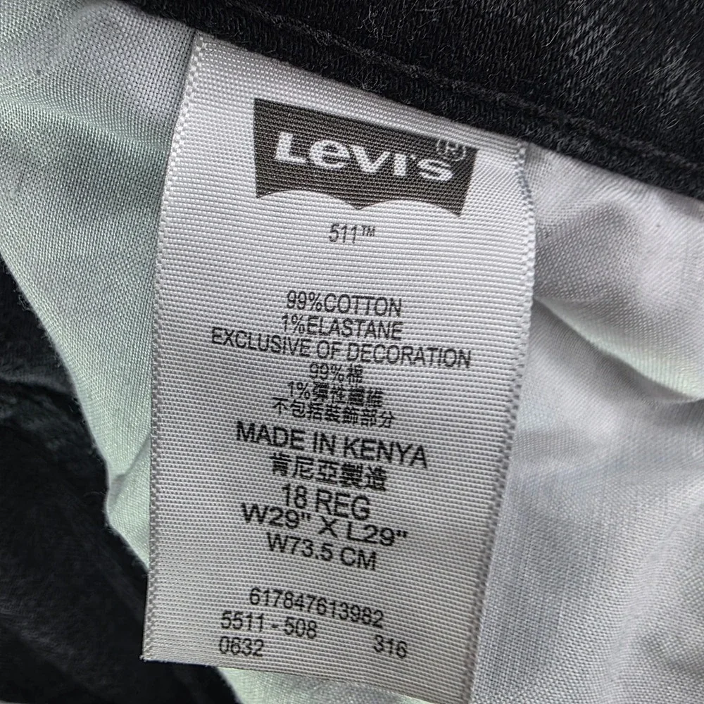 Levis 511 Slim Jeans Mens 30x29 Black Denim Pants